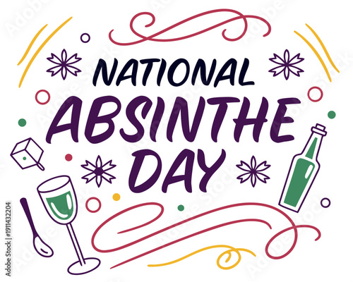 National Absinthe Day Celebration Vector, Liquor, Alcohol, and Cocktail Design