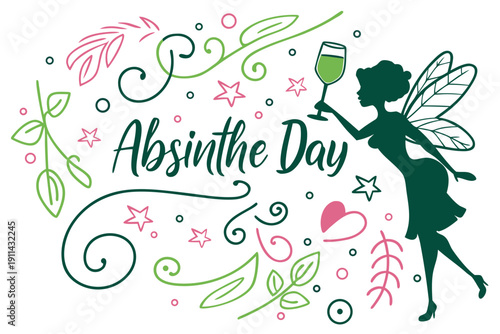 Absinthe Drink Vector, National Absinthe Day Celebration Illustration