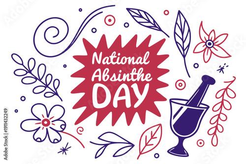 Absinthe Drink Vector, National Absinthe Day Celebration Illustration