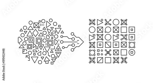 Data Processing Flowchart Illustration Representing Information Analysis Workflow Artificial Intelligence Decision Tree Algorithm Structure Machine Learning Process Technology Visualization Modern Ana