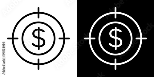 Finance target icon representing financial goals, investment objectives, profit targets, budgeting aims, and business strategy.