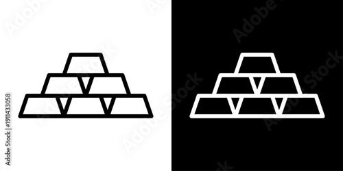 Gold icon representing precious metal, wealth, investment asset, gold bars, financial security, and luxury value.