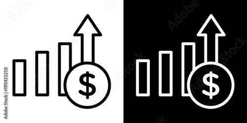 ROI icon representing return on investment, financial growth, profit analysis, revenue increase, and business performance.