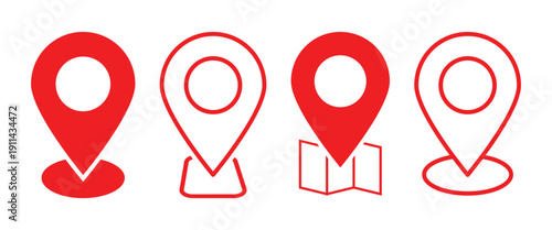 Flat vector GPS, Map location pin designed are used for pinpoint specific locations, digital and physical maps and real-time location tracking in delivery or taxi apps.