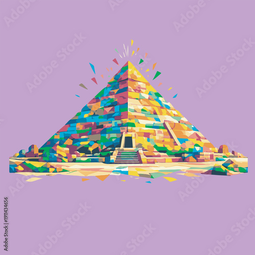 Pyramid with WPAP art, eps 10 illustration