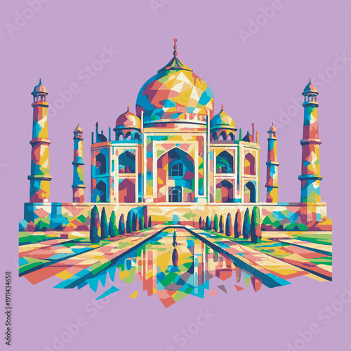 Taj Mahal with WPAP art, eps 10 illustration