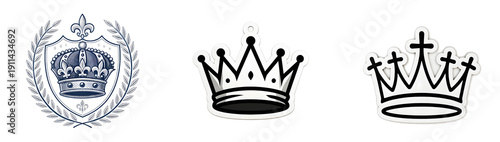 Royal Crown Collection Vector Set, Elegant Crown Icons Bundle Minimal Vector