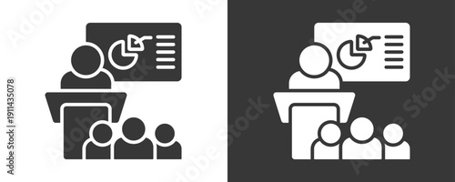 Seminar Icon Set Vector Collection Isolated In Black And White