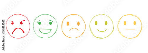 Hand drawn sketch  emoticons moods  Emoji face icon  Collection .element . facial expression .Vector illustration.