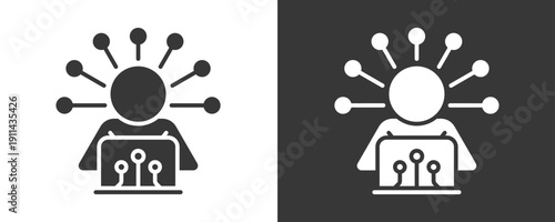 Multi Skilled Icon Set Vector Collection Isolated In Black And White