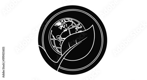 Eco friendly symbol with globe and leaf