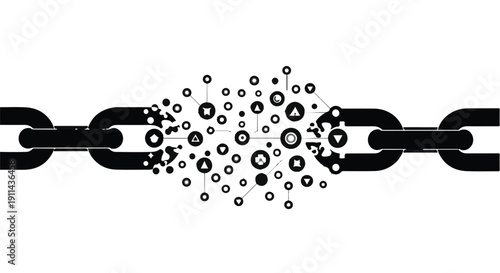 Breaking free chain link with dispersing particles