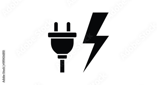 Electrical plug and lightning bolt symbol representing power and energy