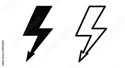 Two black lightning bolt illustrations against a white background