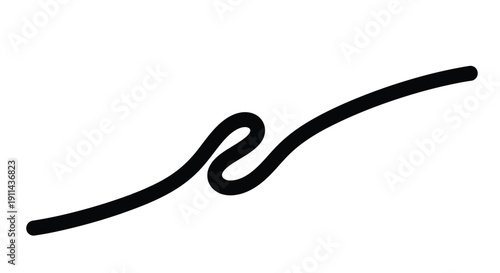 Simple black curved line with a loop on a white background