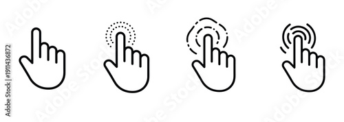 Hand cursor icon set vector illustration computer mouse pointer clicking finger collection isolated on white background for web design and user interface