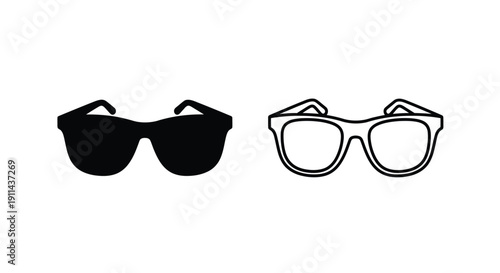 Two pairs of sunglasses one black and one white are displayed