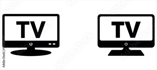 Modern TV monitors with simple design and TV label on screen vector illustration.