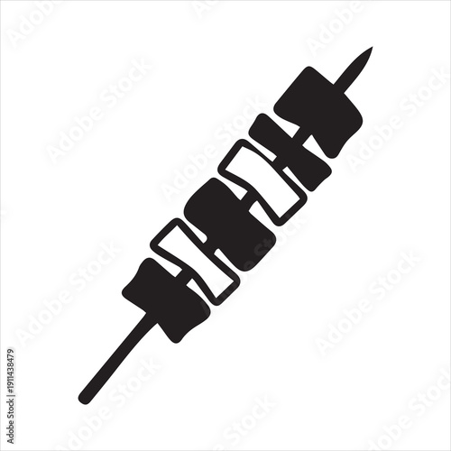 One satay silhouette icon vector flat design.