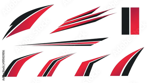 Red and Black Swoosh Racing Stripe Decal Sticker Set
