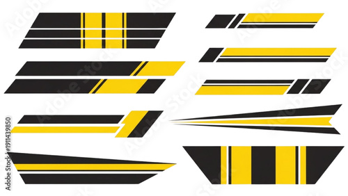 Yellow and Black Racing Stripe Vinyl Decal Sticker Set