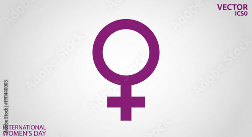Purple female symbol on gray background for international women's day celebration and empowerment