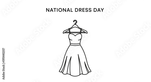Elegant dress on hanger for national dress day celebration with stylish outfit