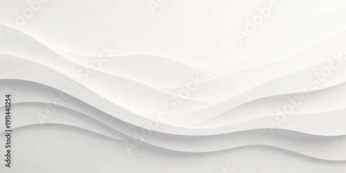 Smooth abstract white and blue background with wavy silk texture and light curves creates a soft motion pattern for a professional business wallpaper template or vector backdrop illustration