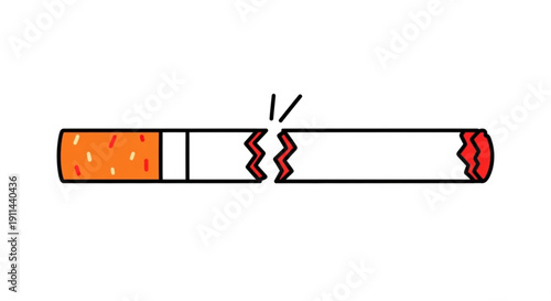 Broken cigarette with smoke vector illustration symbolizing quitting or danger health risks and addiction concept