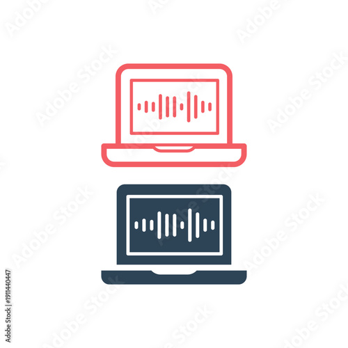 Laptop icons set, computer logo vector illustration.