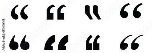 Quotation mark sign and symbol. Set of quote mark . 
Quotation mark symbols in  black color.  Vector illustration isolated on white background.