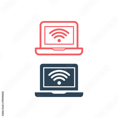 Laptop icons set, computer logo vector illustration.