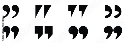 Quotation mark sign and symbol. Set of quote mark . 
Quotation mark symbols in  black color.  Vector illustration isolated on white background.
