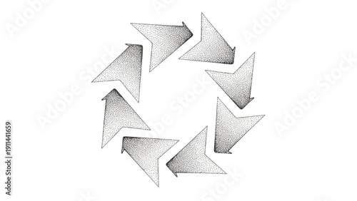 Abstract circular arrow graphic with a watercolor texture effect