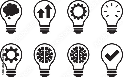 Black light bulb representing ideas inspiration brain