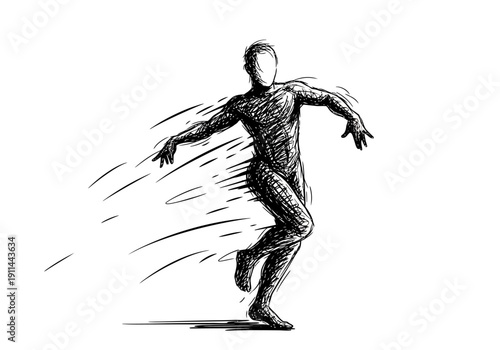 Dynamic Sketch of a Runner in Motion.