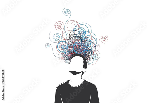 Abstract representation of a persons chaotic thoughts and mental state.