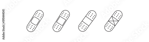 Band aid icon set for medical use. Bandage icon concept with flat White Background. Vector illustration. eps10