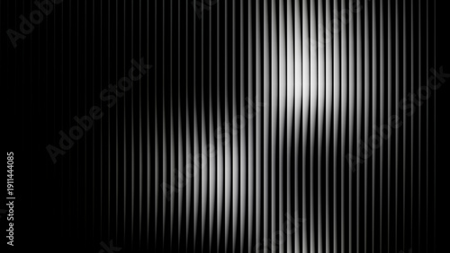 Black and white wavy vertical stripes, high contrast monochrome light pattern creating dynamic optical abstract background for modern graphic design and stock use