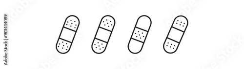 Band aid icon set for medical use. Bandage icon concept with flat White Background. Vector illustration. eps10