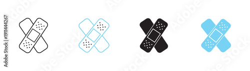 Band aid icon vector set. injury bandage vector icon. Medical plaster sign. medical patch vector icon for UI designs. emergency and medicine color editable Symbol, logo illustration. 