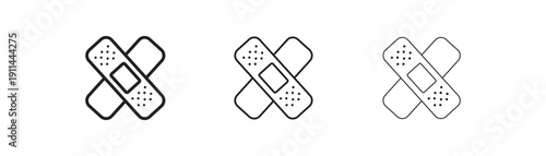 Band aid icon vector set. injury bandage vector icon. Medical plaster sign. medical patch vector icon for UI designs. emergency and medicine color editable Symbol, logo illustration. 