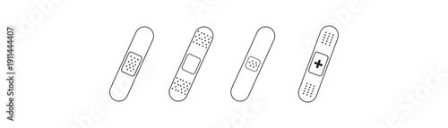 Medical Bandage Icon Set. Adhesive Plaster First Aid Vector Symbols. linear style sign for mobile concept and web design. bandage icon on white background.  