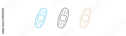 Medical Bandage Icon Set. Adhesive Plaster First Aid Vector Symbols. Band aid icon on white background.  medical vector icon for UI simple designs. 