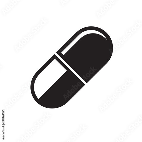 Black and white capsule pill medicine