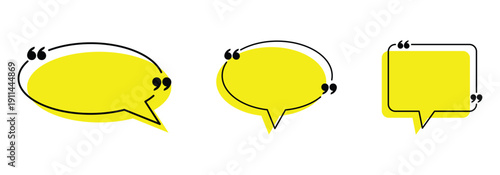 Quote box frame. Texting boxes color flat icons. Blank template quote info design boxes quotation bubble blog symbols.  Chatting, comment, remark, info windows shape isolated on white background.