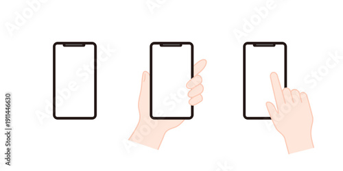 スマホを持つ手の操作手順アイコンセット(カラー)