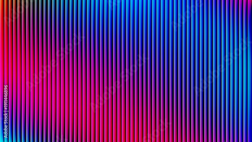 Magenta and blue neon light bars on dark background, vertical gradient stripes creating energetic abstract pattern for music and technology designs