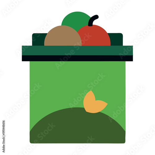 A compost bin with food scraps inside 