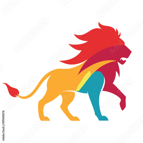 A dynamic lion silhouette in vector format feature  